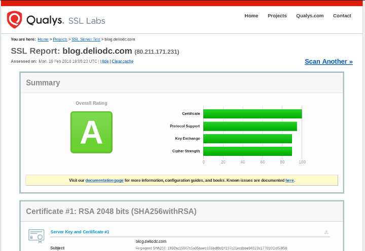 Resultado da proba do ssl de https://deliodc.com en Qualys.